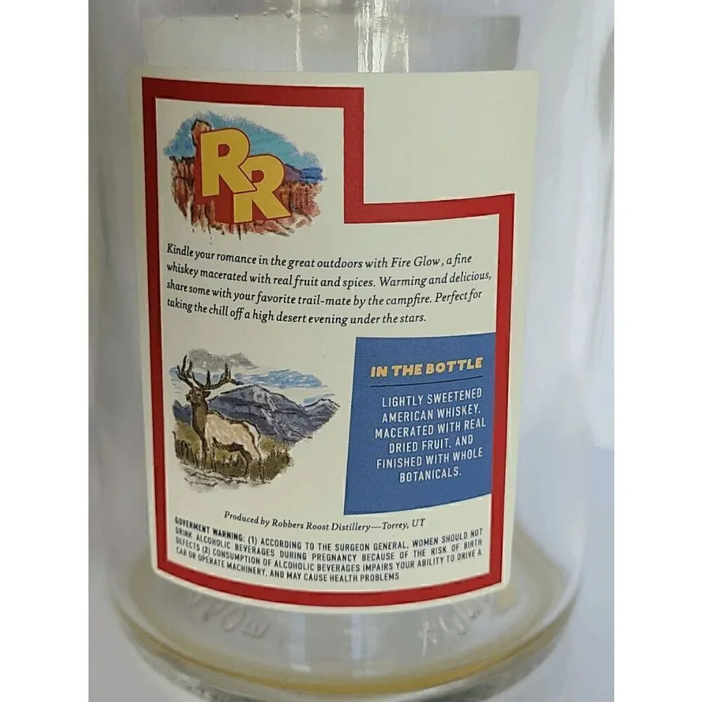 EMPTY Rare Collectible Robbers Roost Rock & Bourbon Fire Glow 750 ml Bottle